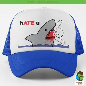 hATE u Shark Attack Foam Trucker Snapback Cap 2-COLOR BLUE